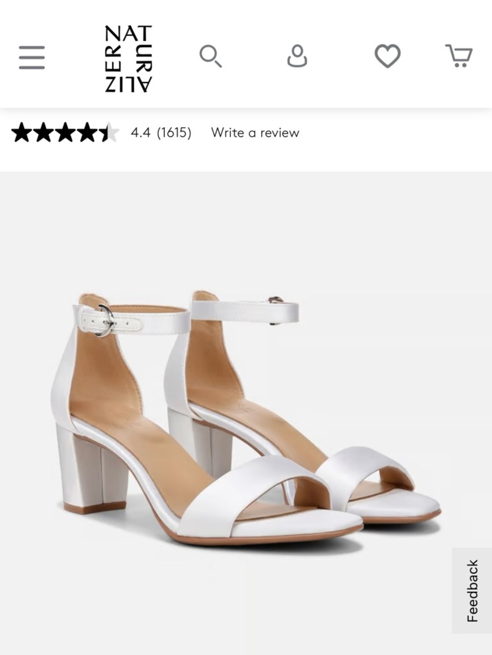 Naturalizer White Block Heel Ankle-Strap Sandals